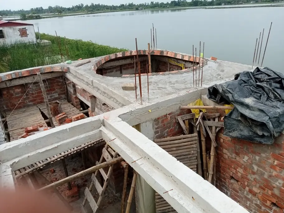 Construction site showing framework for a dome by Rohtak Domes